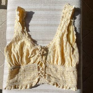 Sky and Sparrow Yellow Lace-Up Tank Top